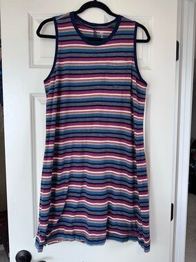 DIP Striped Sleeveless Pocket Dress organic cotton in Navy, Pink, Cream Sz M
